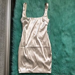 Satin mini dress in cream size Small